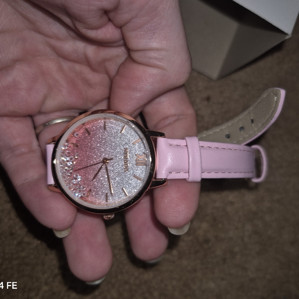 Pink and Rose Gold Glitter Watch